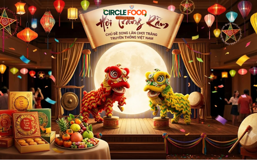 Mẫu song lân chơi trăng truyền thống cho các doanh nghiệp