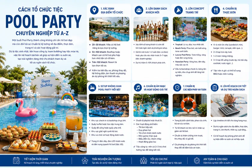 Cách tổ chức tiệc Pool Party chuyên nghiệp từ A-Z