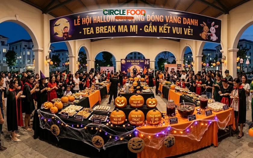 Không gian tea break tại sự kiện Halloween cộng đồng