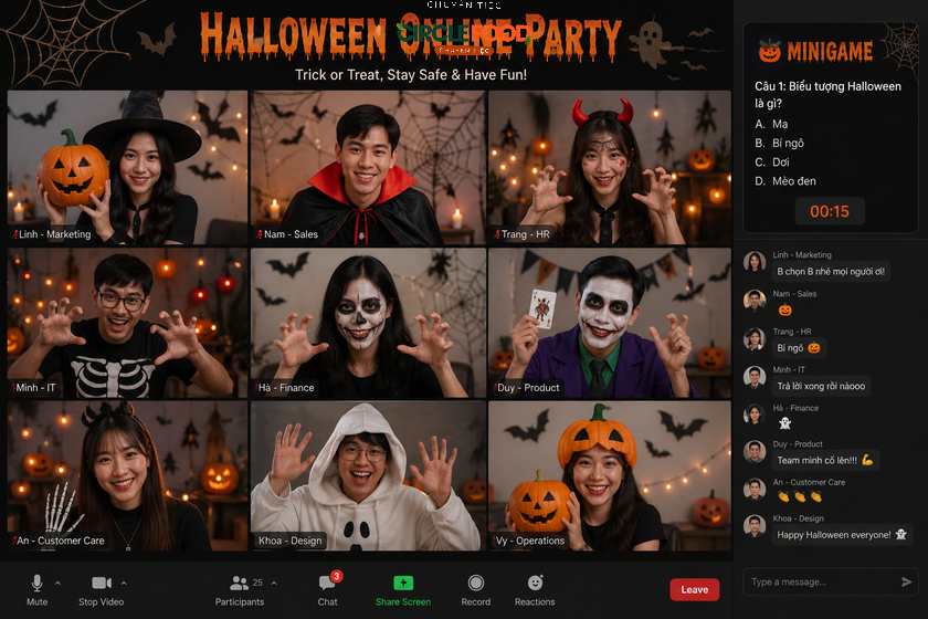Làm việc từ xa cũng có thể tham gia vào bữa tiệc Halloween online này!