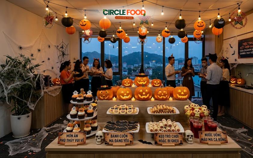 Phụ kiện Halloween tạo điểm nhấn cho khu vực tea break