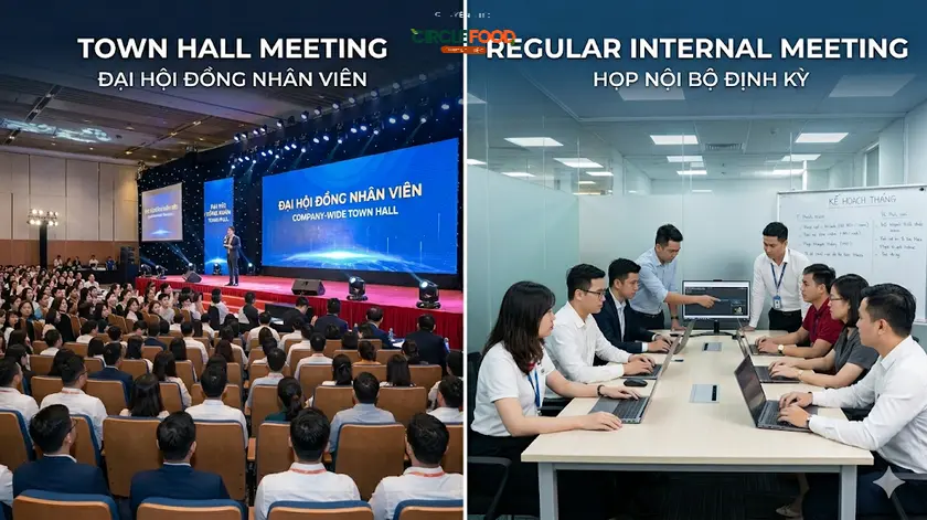 Town Hall Meeting có sự tham dự của toàn bộ nhân viên, không chia theo phòng ban
