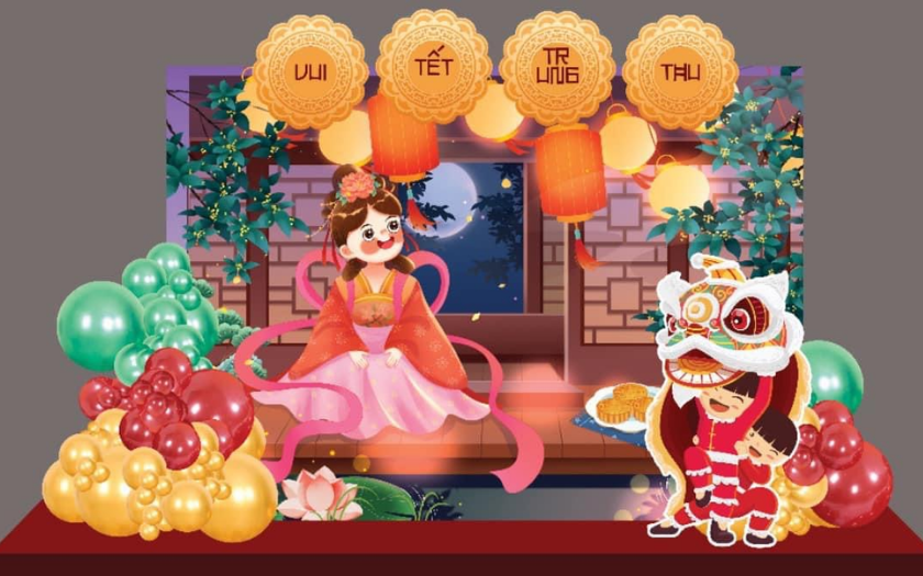 Trang trí sân khấu Trung thu ngoài trời phong cách cổ tích thu hút trẻ em