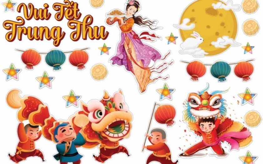 Trang trí sân khấu Trung thu ngoài trời bằng decal phù hợp với sân khấu hiện đại
