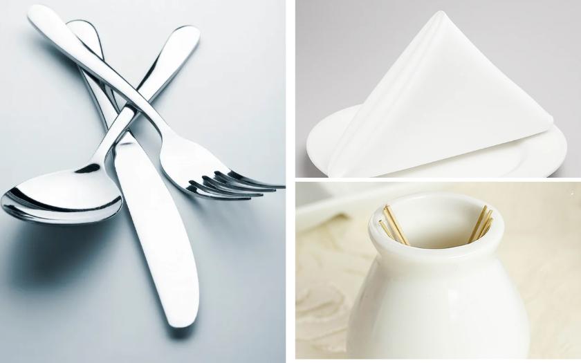 Bộ dụng cụ phục vụ ăn uống đảm bảo sự thuận tiện cho thực khách