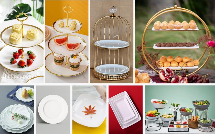 Các loại khay, đĩa, kệ đựng và trưng bày thức ăn