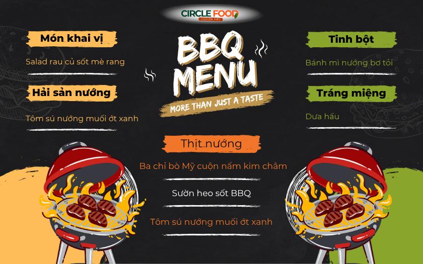 Menu tiệc BBQ cần cân đối giữa các nhóm món