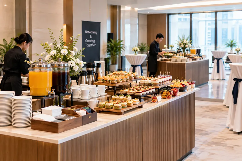 Sau khi thống nhất menu và phương án phục vụ, Circle Food sẽ nhanh chóng setup Teabreak cho sự kiện net working