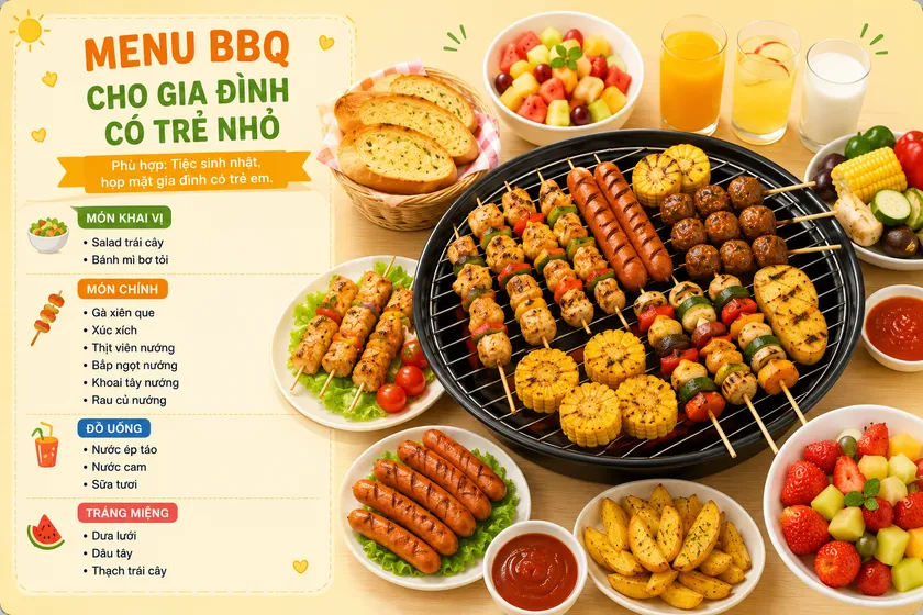Menu BBQ cho gia đình có trẻ nhỏ