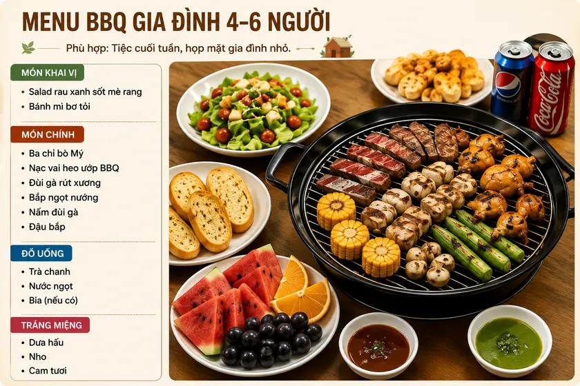 Menu BBQ gia đình 4–6 người