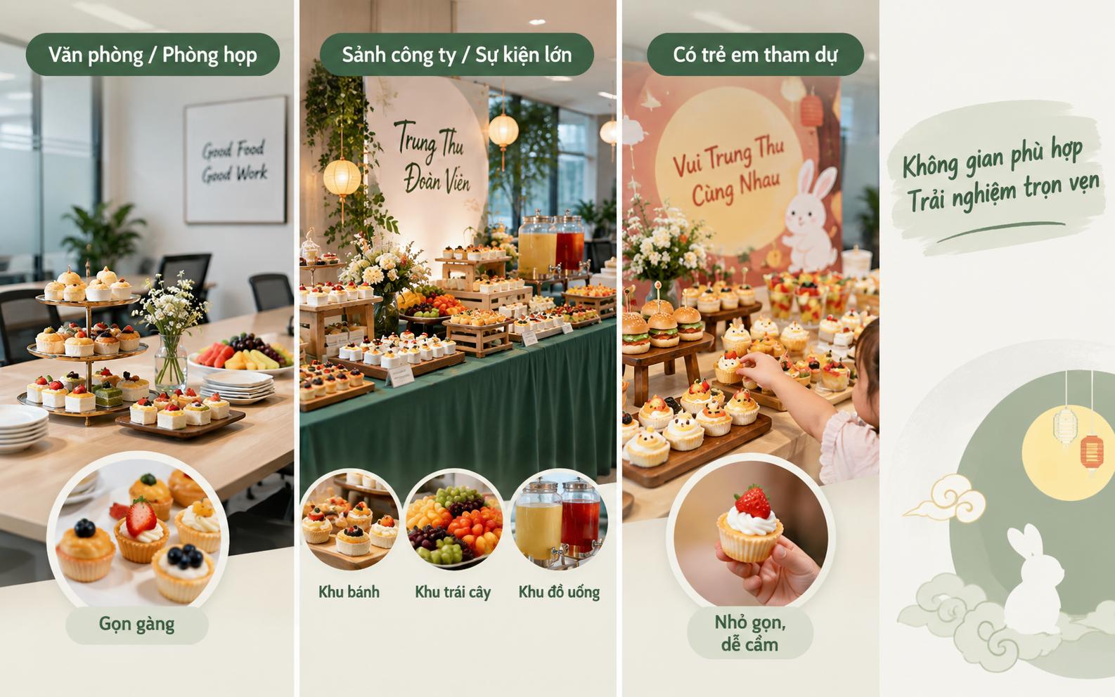 Điều chỉnh menu tiệc ngọt Trung Thu theo không gian tổ chức và đối tượng khách tham dự