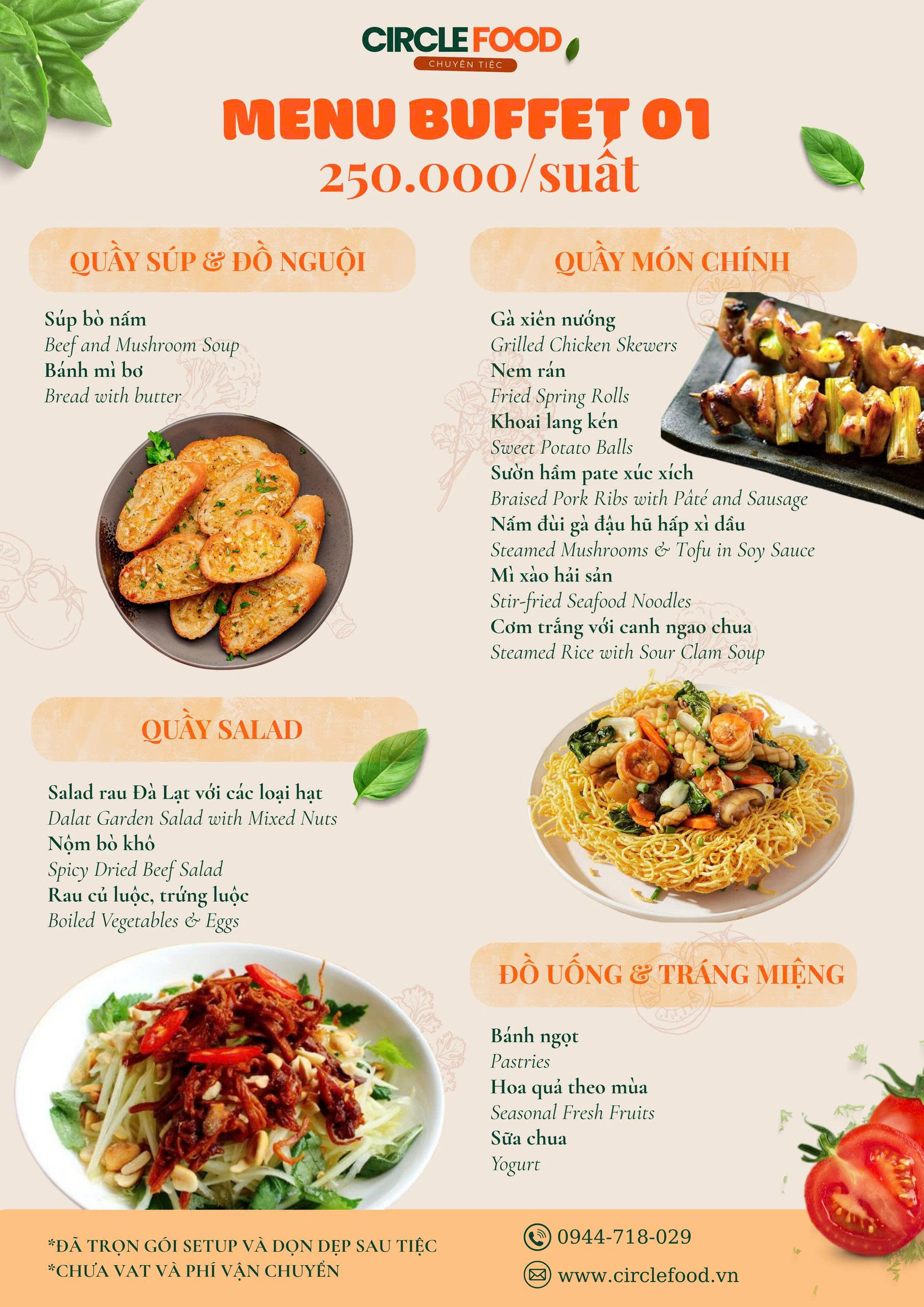 Menu buffet tại nhà 01